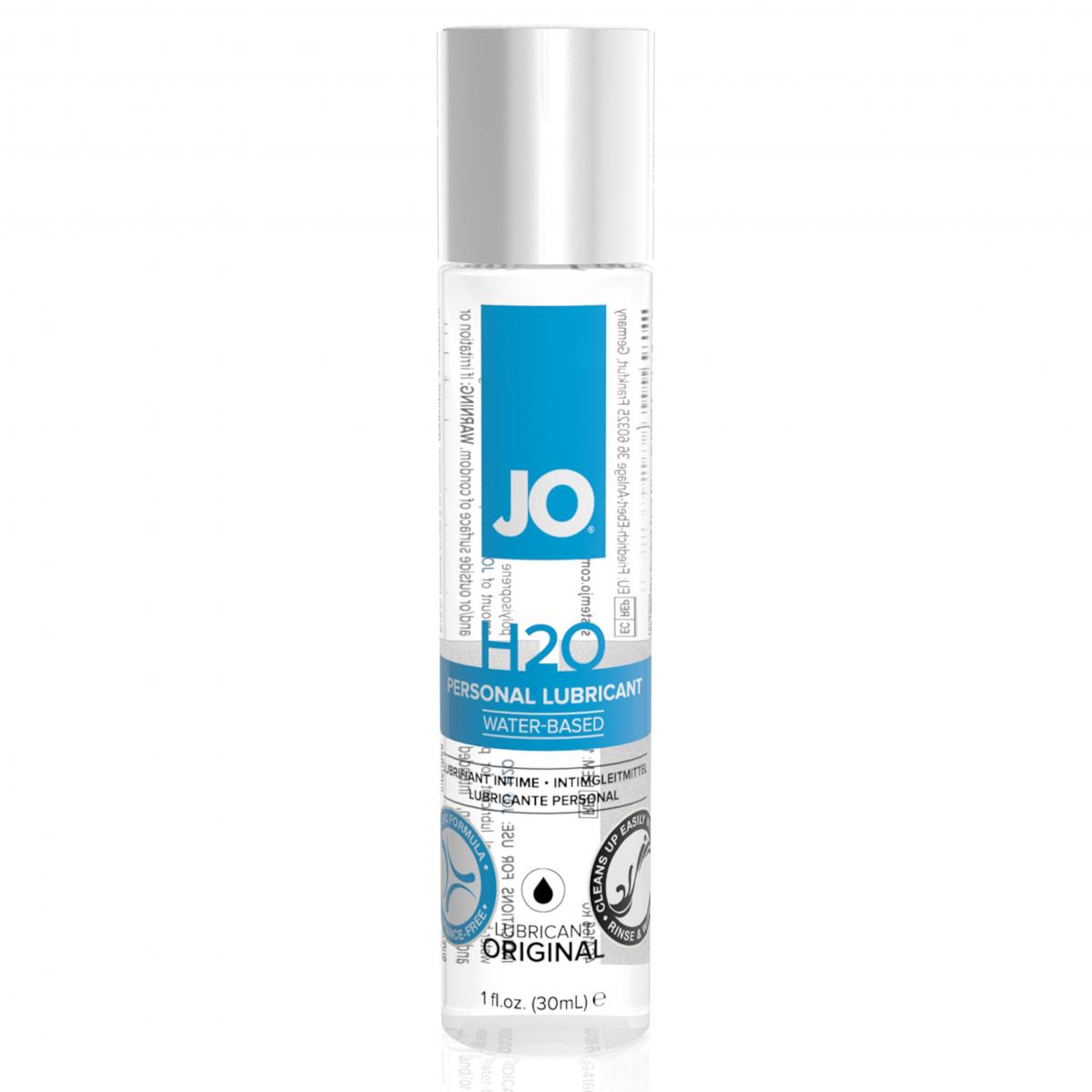 JO H2O lubricant is clear, vegan, water-based lubricant that doesn't contain animal-based glycerin. It stays smooth for a long time and feels silky smooth on your skin. It's also easy to rinse off with water. This lubricant is unscented and flavorless and safe to use with all kinds of sex toys and latex condoms. Ingredients: Glycerin, Water (Aqua), Cellulose Gum, Methylparaben, Propylparaben